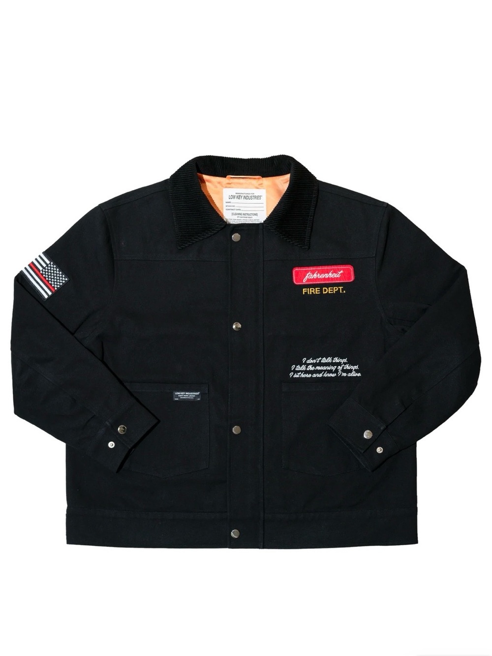 Fahrenheit 451 Men’s Black Book Burner’s Bomber Jacket with Orange Lining